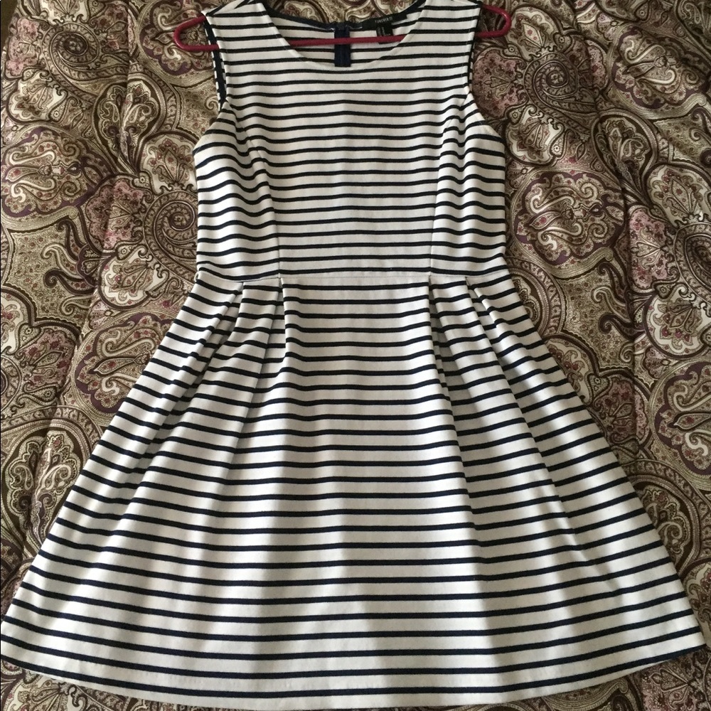 Black and white striped dress, knee length